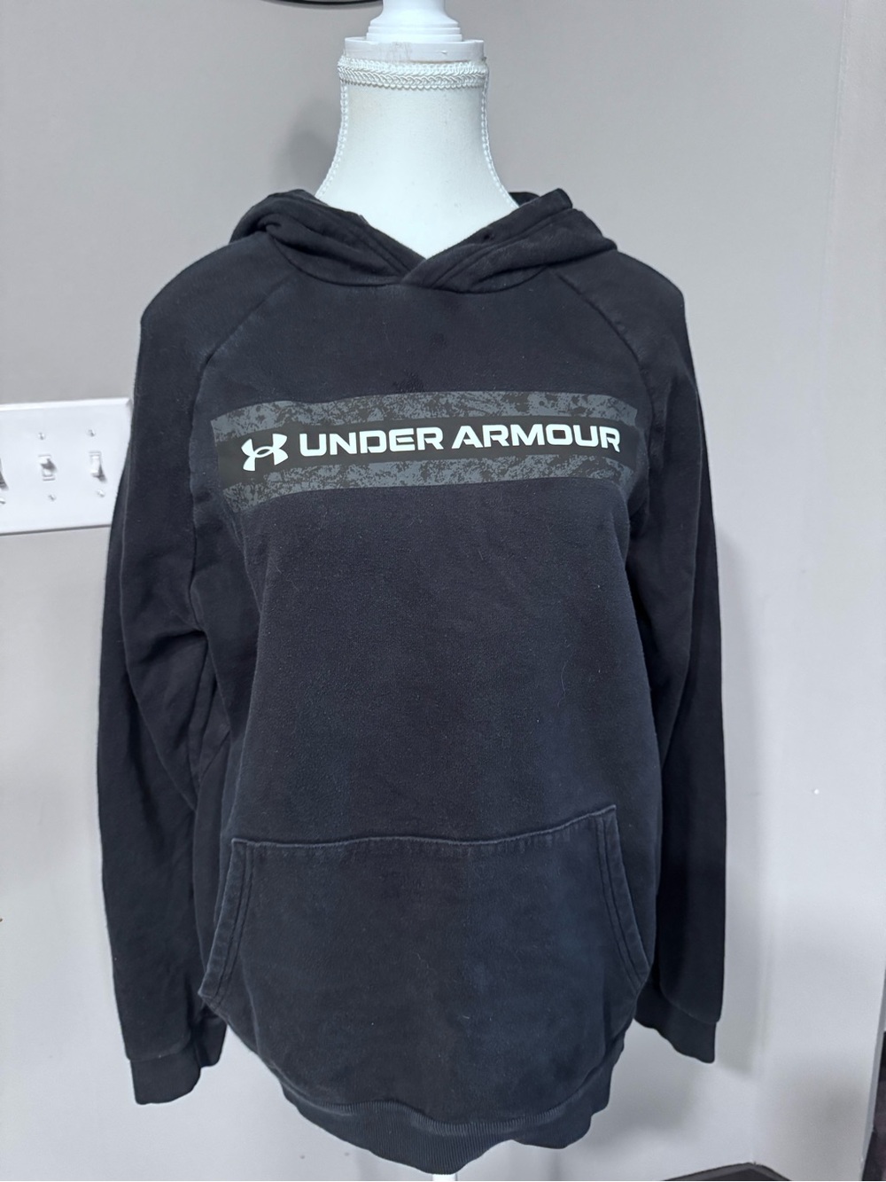 Under Armour Black Fleece Top with White Logo Print